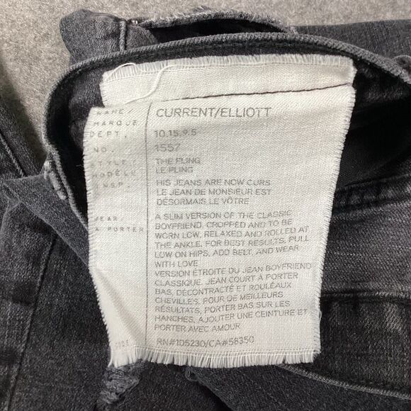 Current Elliot The Fling Black Tattered Black Denim Jeans Size 28 Grunge - Picture 15 of 15